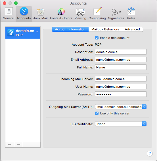 setting up comcast outgoing mail server mac mail