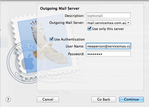 Outgoing mail server details
