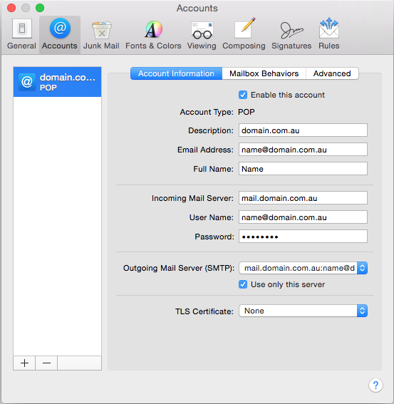 mac mail outgoing server not working