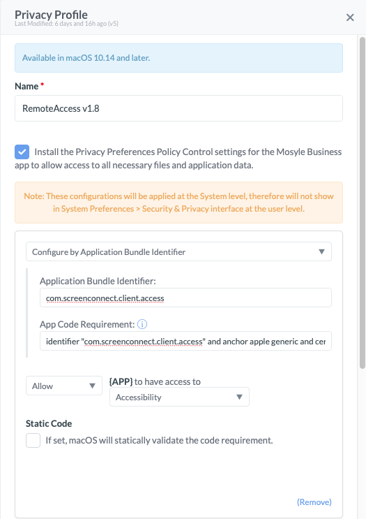 connectwise control mac permissions